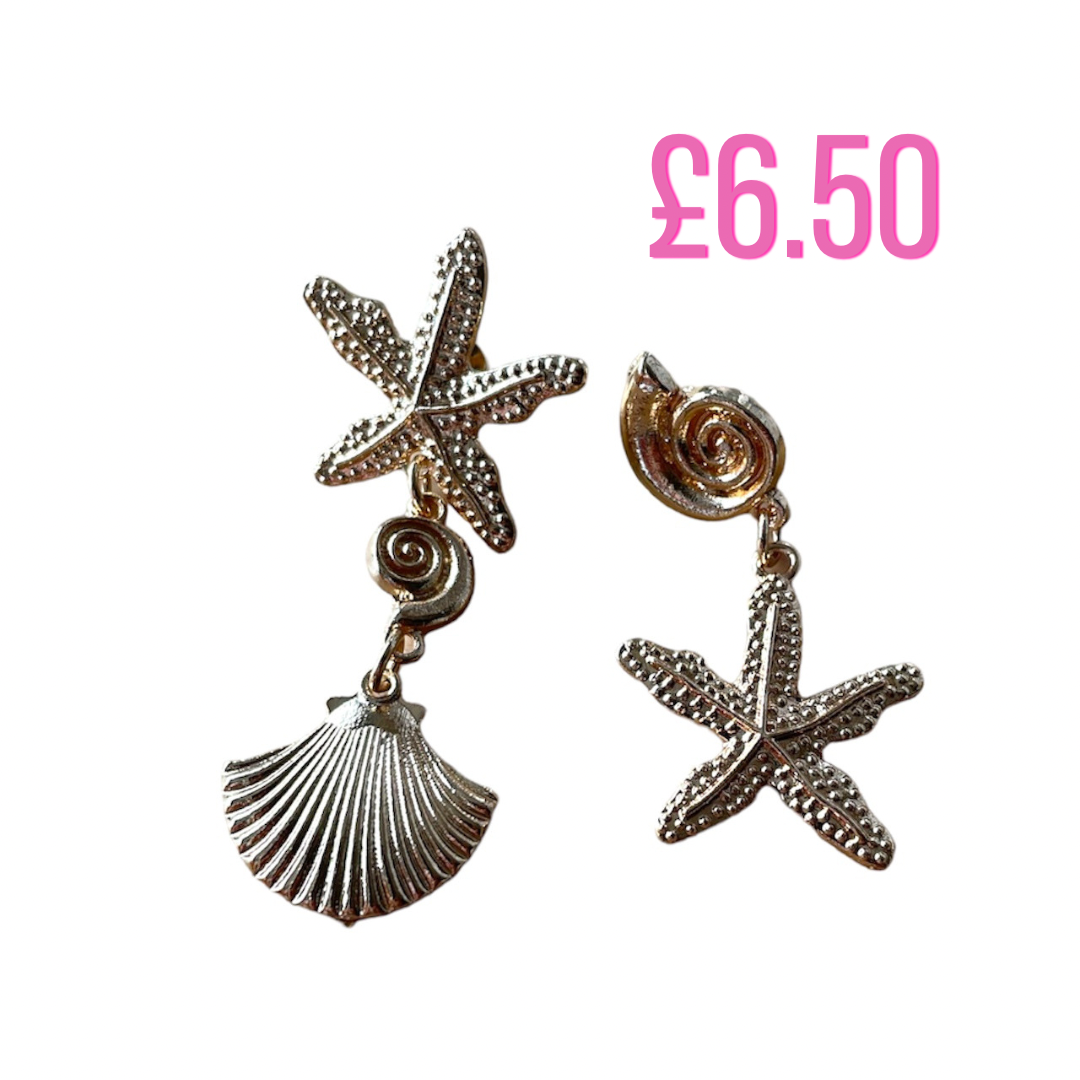 Jewellery Gold shell/starfish droplet earrings ⭐️🐚