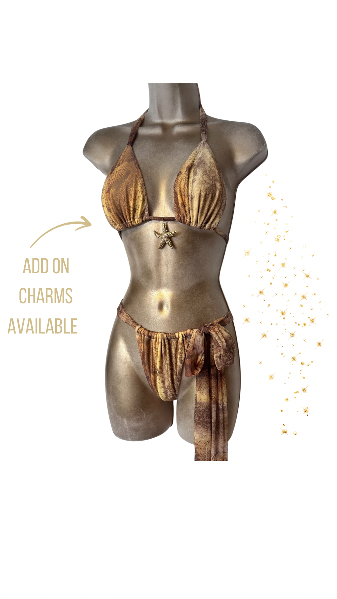 PRINT MESH Daisy triangle bikini with Bow Capri bottoms🧵 MADE TO ORDER 🪡