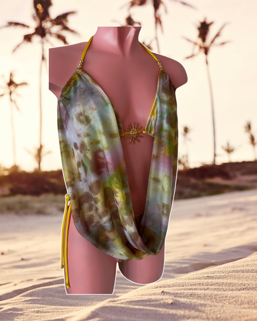PRINT MESH Lulu Triangle bikini with Drape 🧵 MADE TO ORDER 🪡