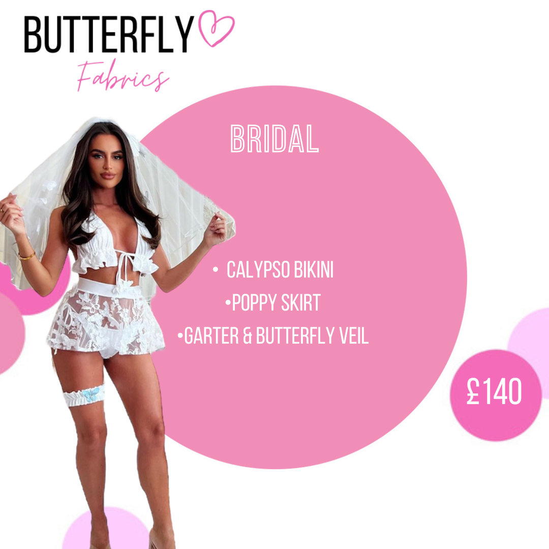Butterfly lace WHITE bikini / Poppy skirt / Veil / Garter 🤍 MADE TO ORDER