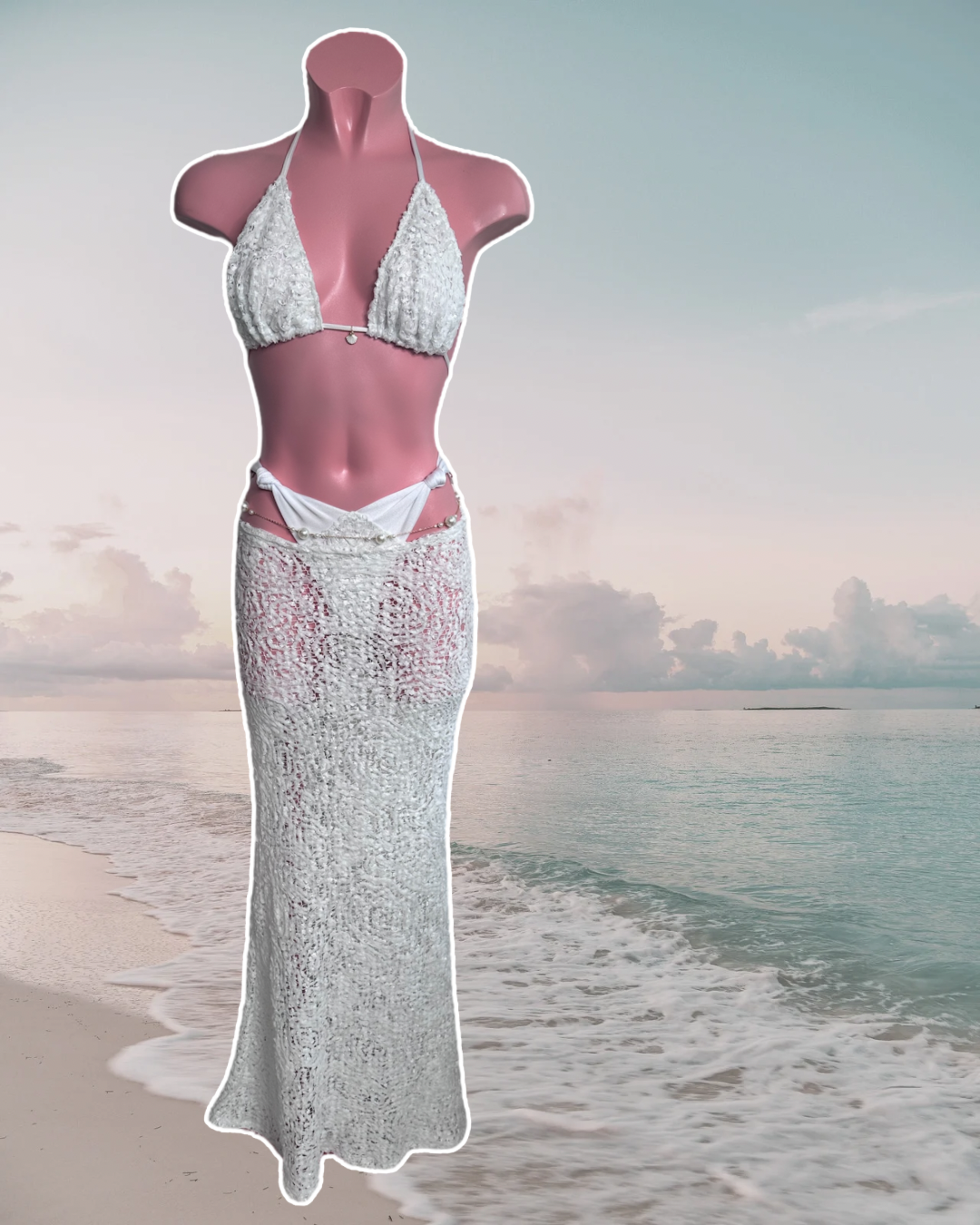 PEARLESCENT COLLECTION 3D White lace Fish Tail Maxi Skirt 🧵 MADE TO ORDER 🪡
