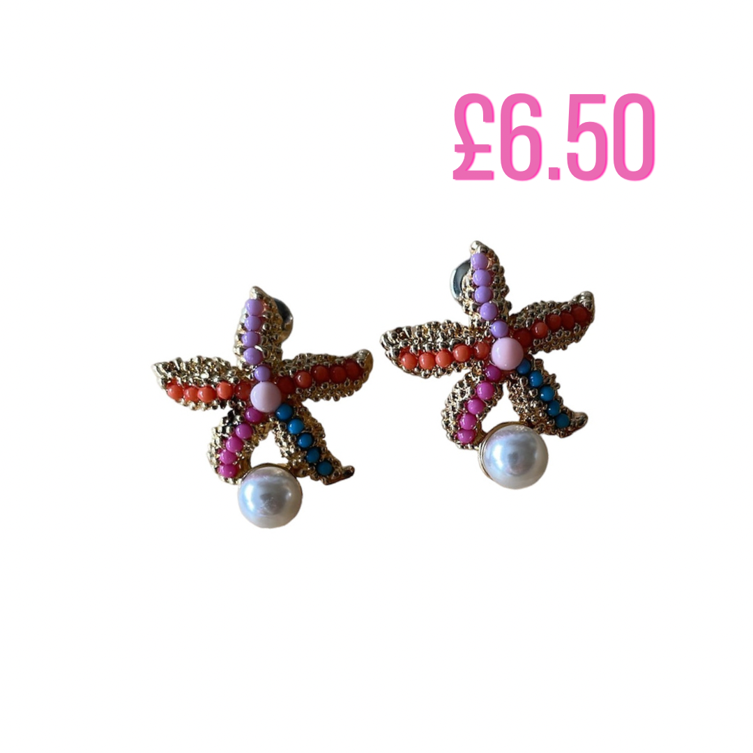 Jewellery Pearl multi colour starfish stud earrings ⭐️