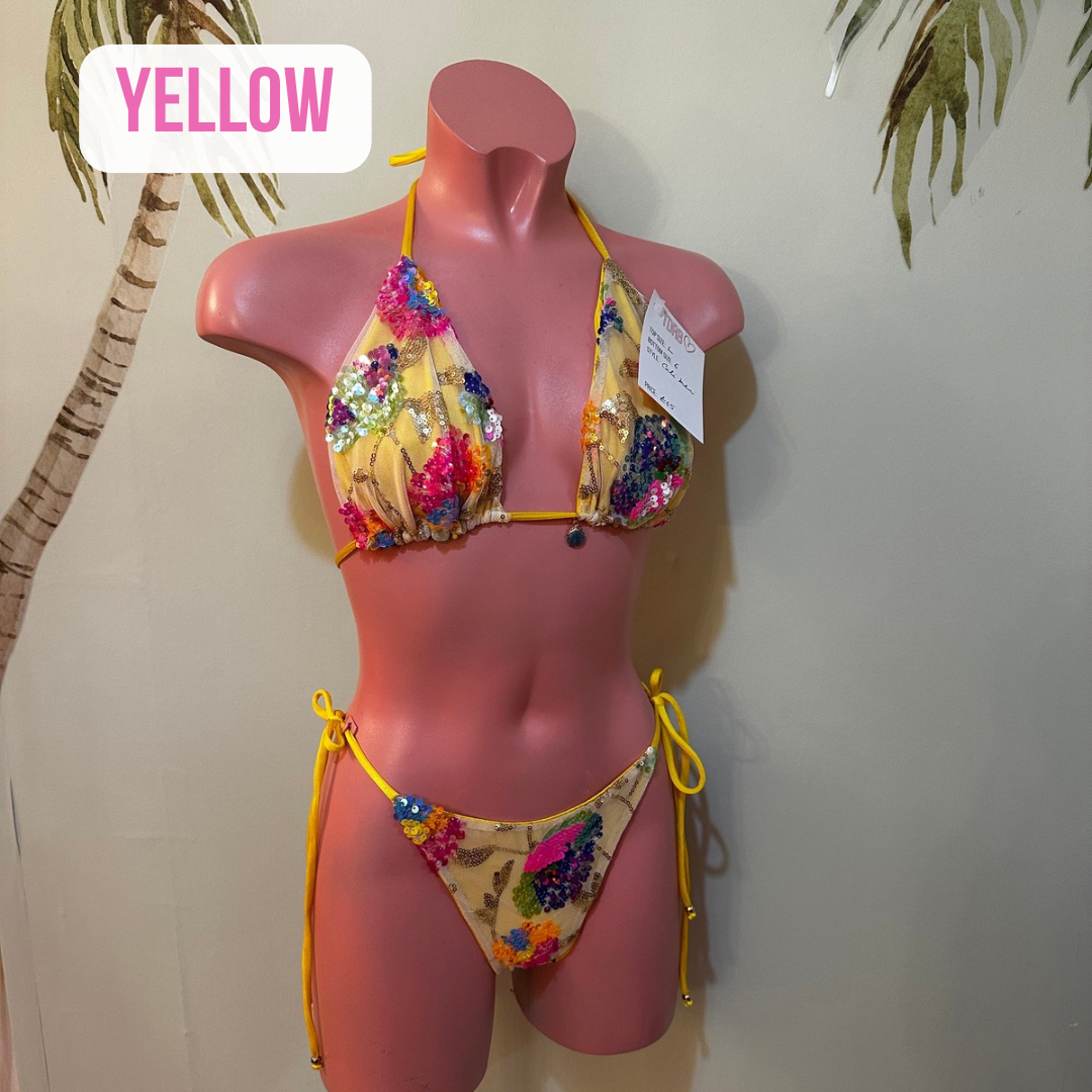 MULTI COLOUR SEQUIN Triangle Bikini 🧵 MADE TO ORDER 🪡
