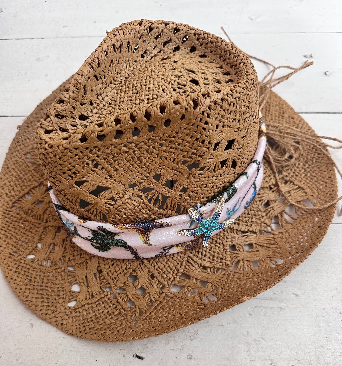 SEQUIN PREMIUM Hat Band with Starfish 🧵 MADE TO ORDER 🪡