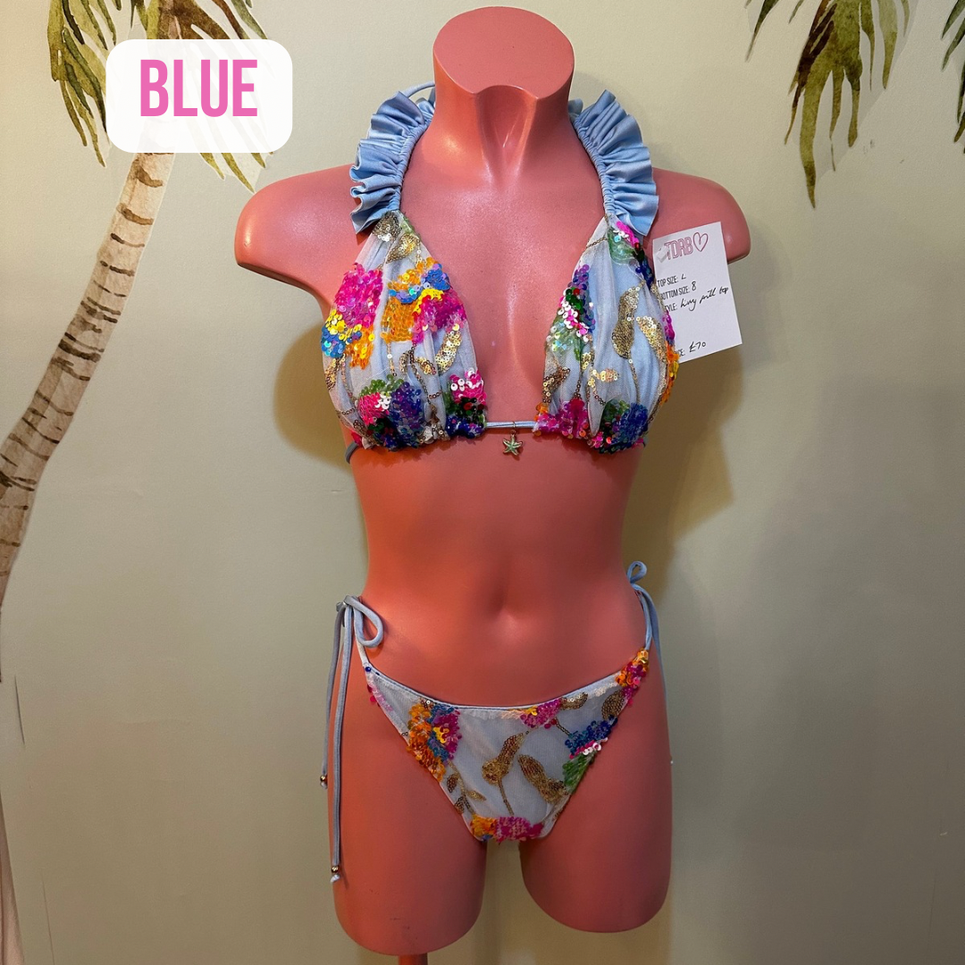MULTI COLOUR SEQUIN Triangle Bikini 🧵 MADE TO ORDER 🪡