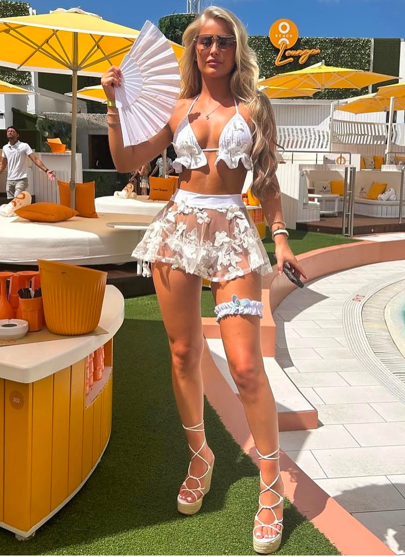 Butterfly lace WHITE bikini / Poppy skirt / Veil / Garter 🤍 MADE TO ORDER