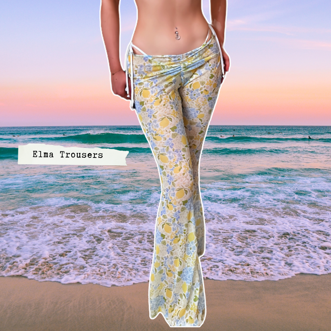 PRINT MESH Flare rouched Bella trousers 🧵 MADE TO ORDER 🪡