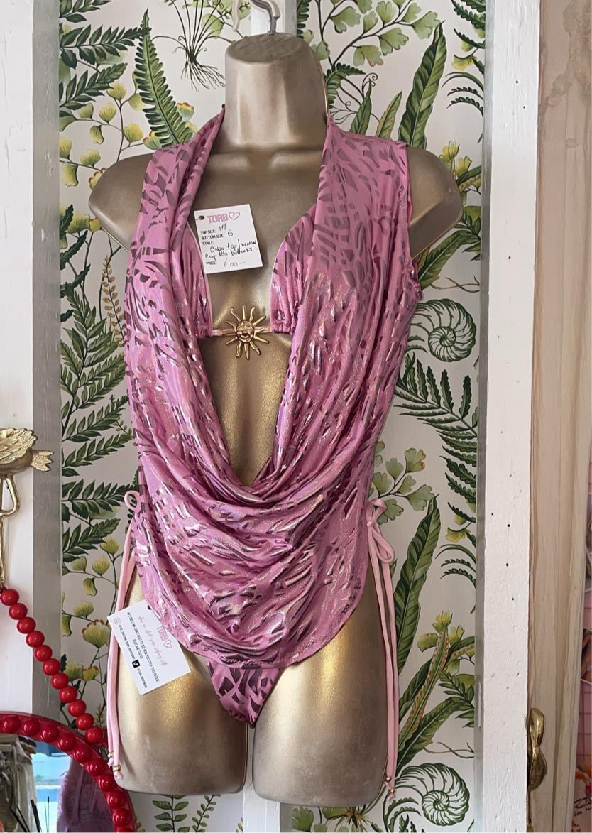 METALLIC DISCO PINK triangle bikini / Luna top / mini skirt đź’«