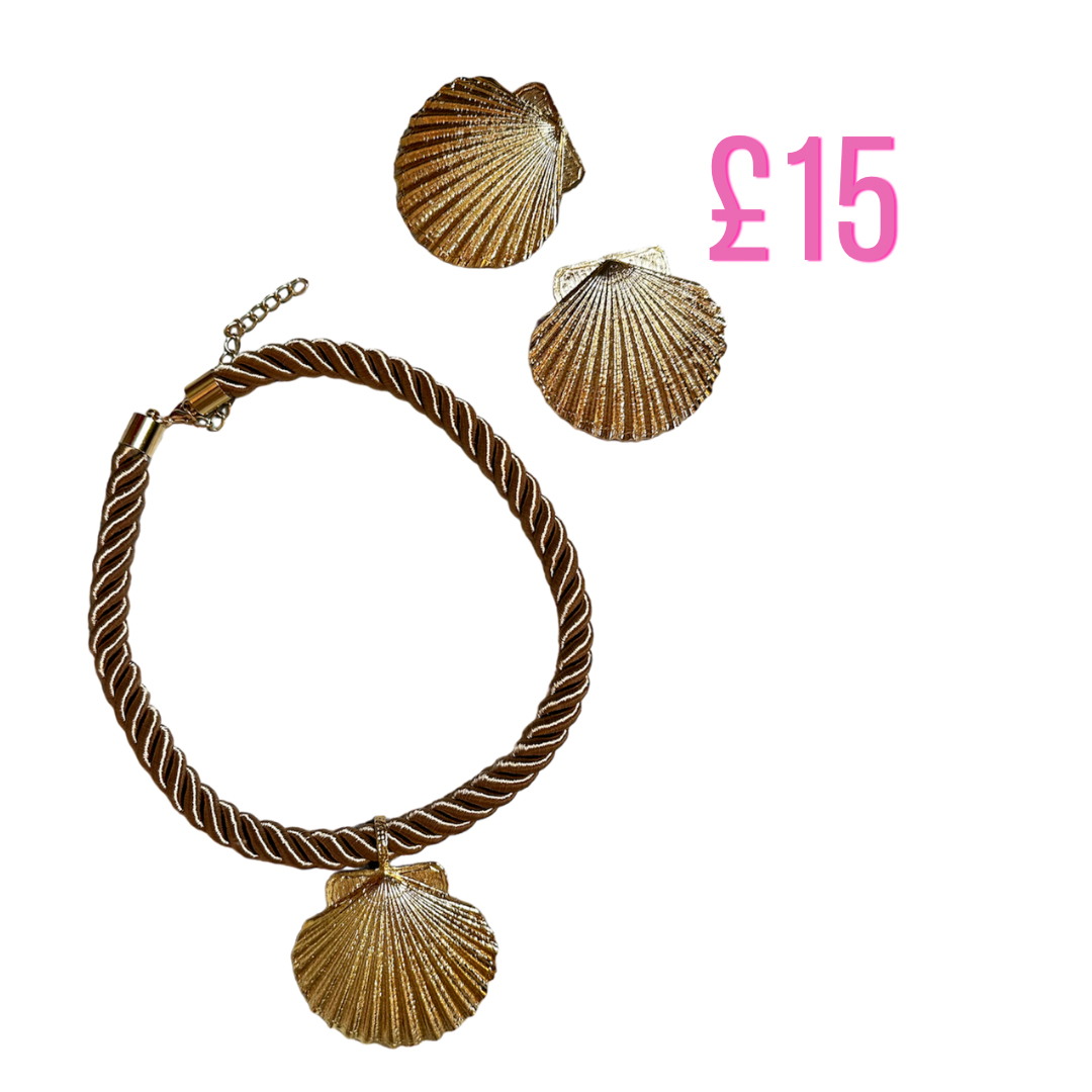 Jewellery nude Rope shell necklace & earrings 🐚 2 colours available
