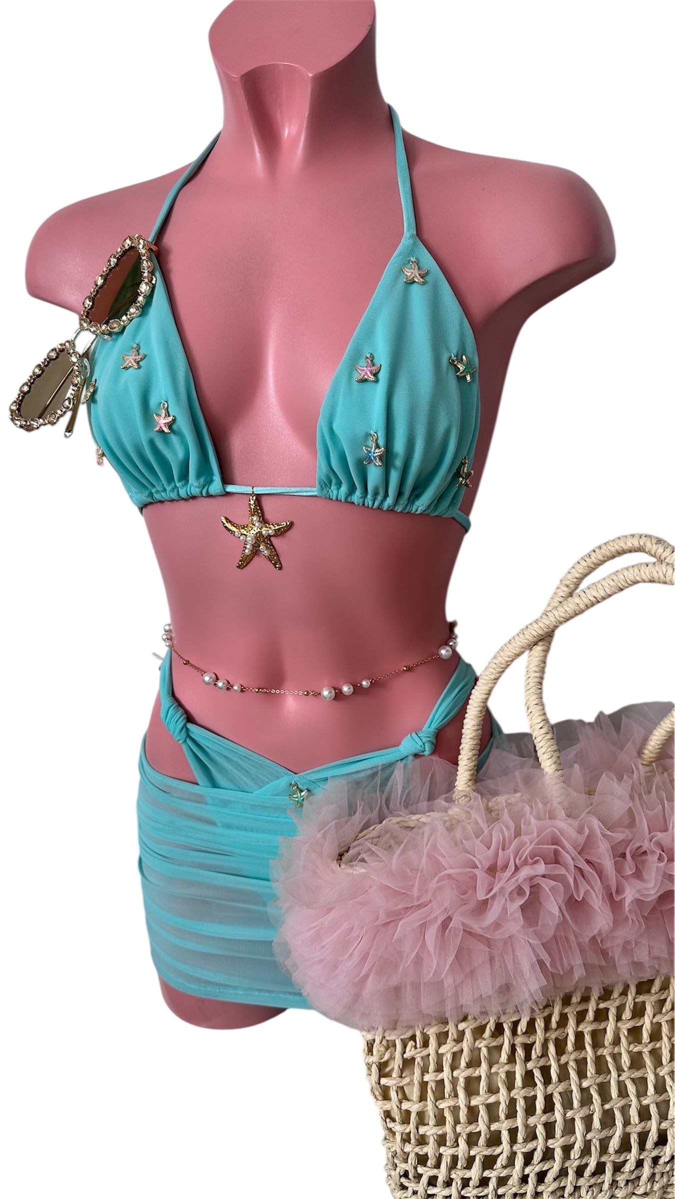 PLAIN MESH Starfish Charm Triangle Bikini 🧵 MADE TO ORDER 🪡