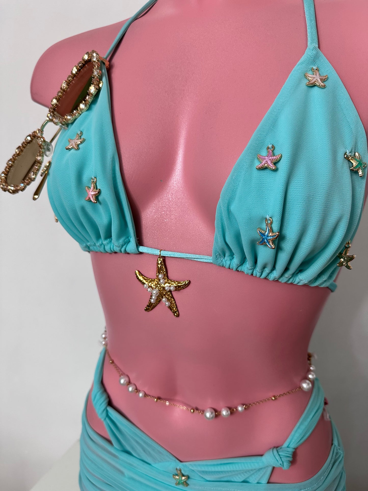 PLAIN MESH Starfish Charm Triangle Bikini 🧵 MADE TO ORDER 🪡