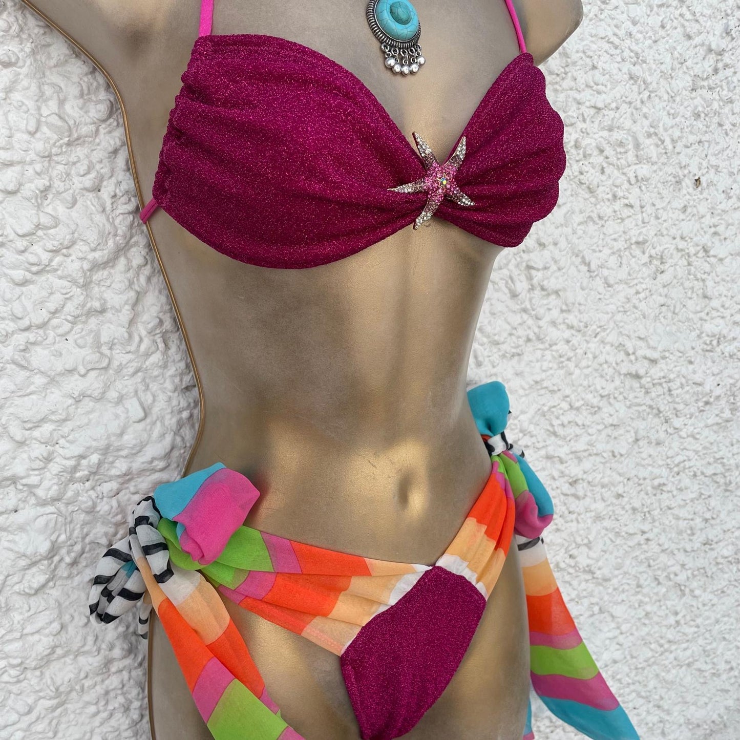 GLITTER BARBIE string bandeu with Beau bottoms