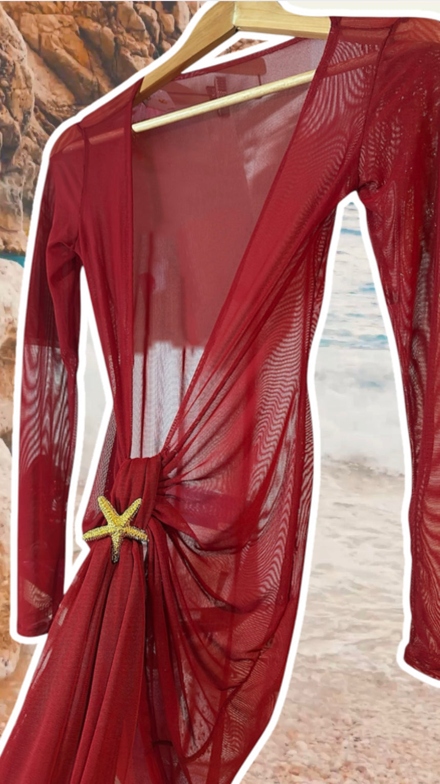PLAIN MESH Nina Beach Cover Up with Choice of Brooch 🧵 MADE TO ORDER 🪡