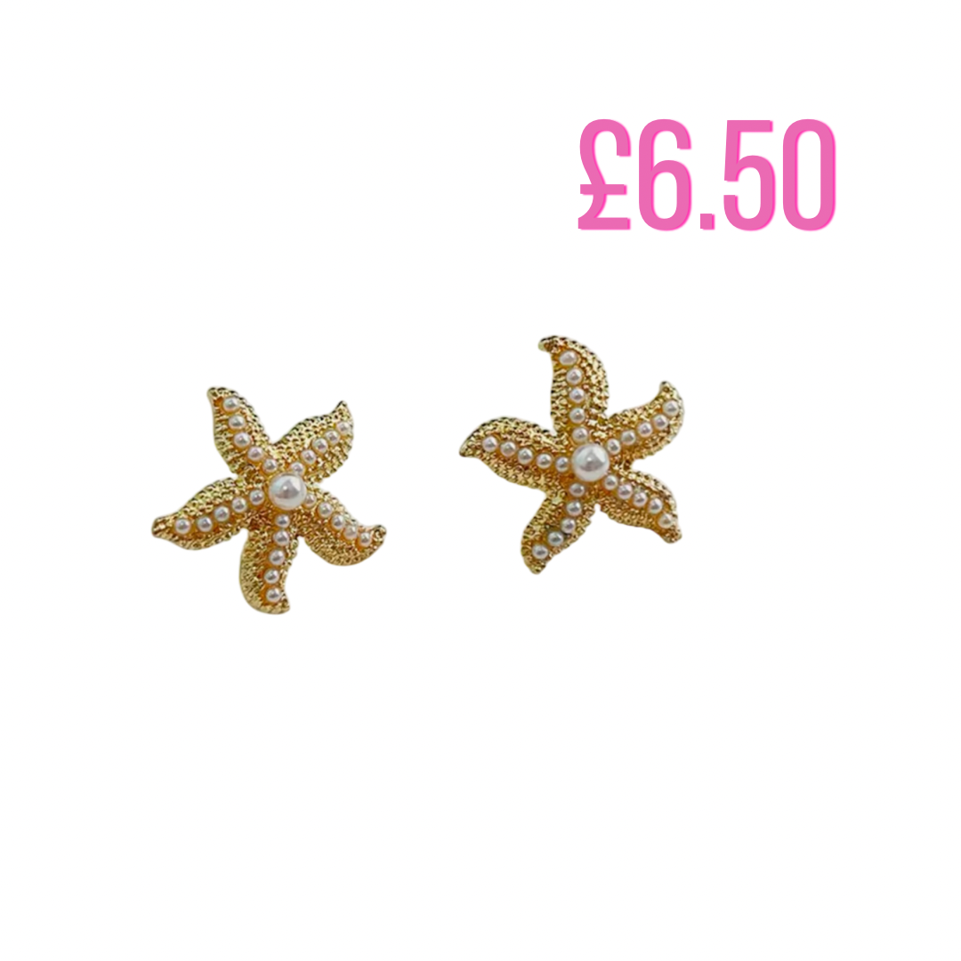 Jewellery large Pearl white starfish stud earrings ⭐️