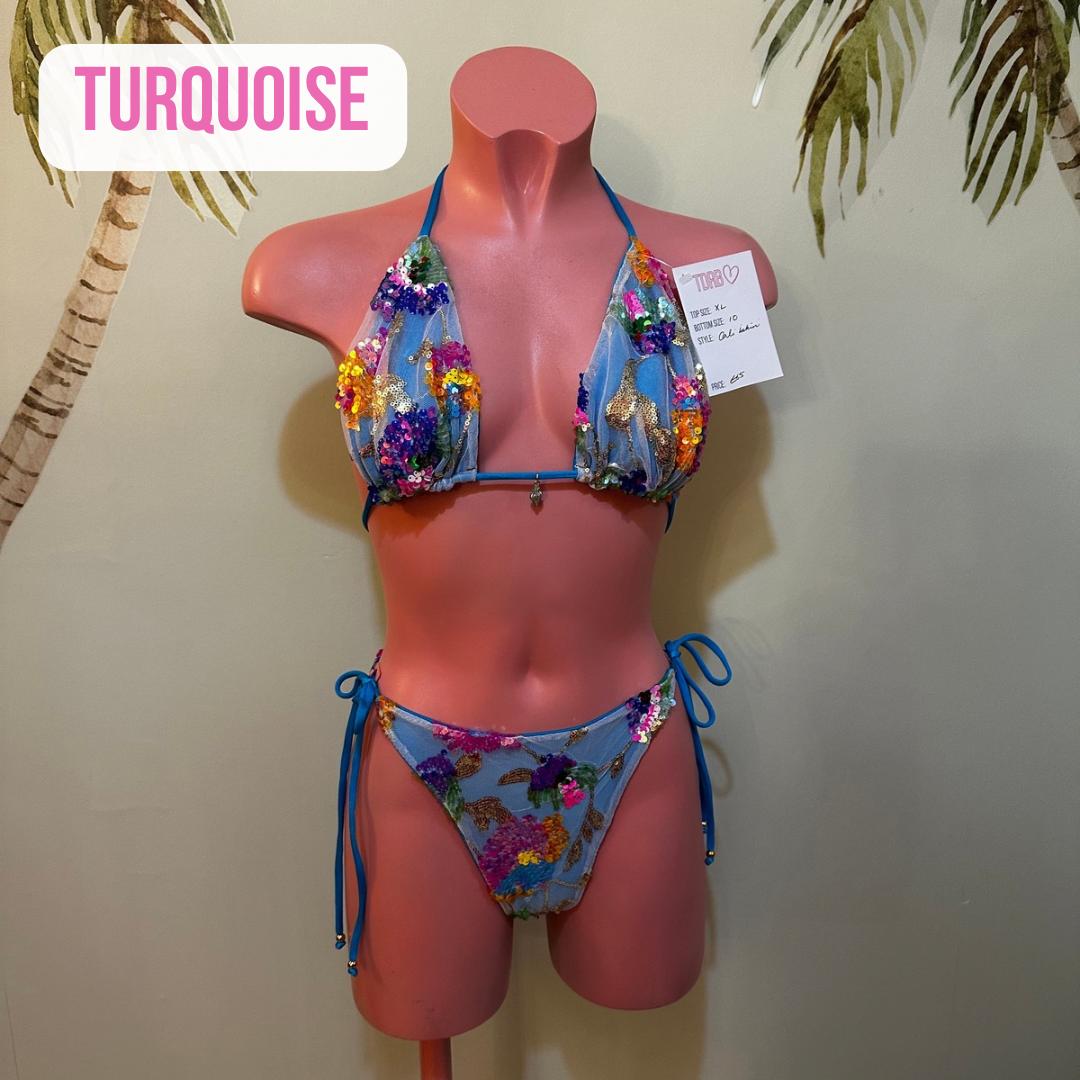 MULTI COLOUR SEQUIN Triangle Bikini 🧵 MADE TO ORDER 🪡