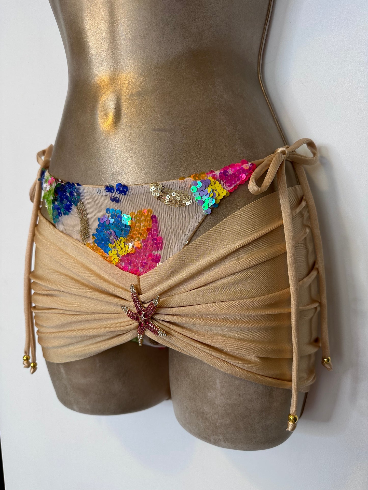 MULTI SEQUIN NUDE Triangle Bikini / Serena skirt