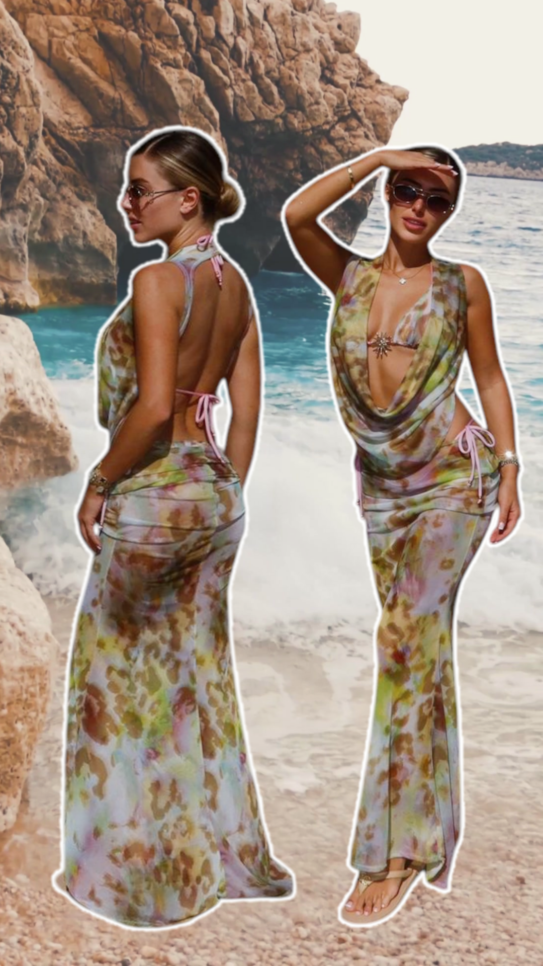 PRINT MESH Triangle bikini / Luna top / Fish Tail maxi skirt 🧵 MADE TO ORDER 🪡