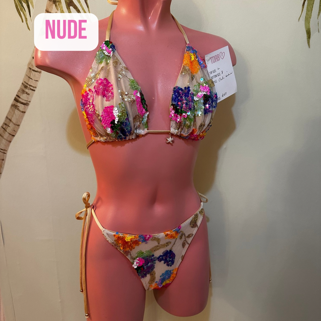 MULTI COLOUR SEQUIN Triangle Bikini 🧵 MADE TO ORDER 🪡