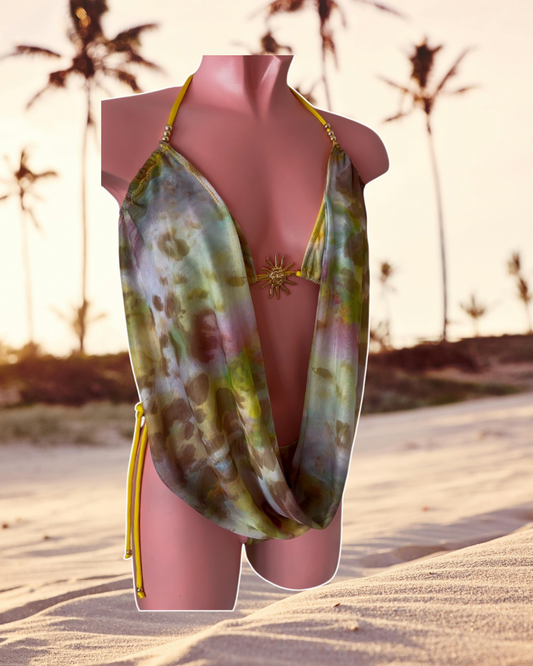 PRINT MESH Lulu Triangle bikini with Drape 🧵 MADE TO ORDER 🪡
