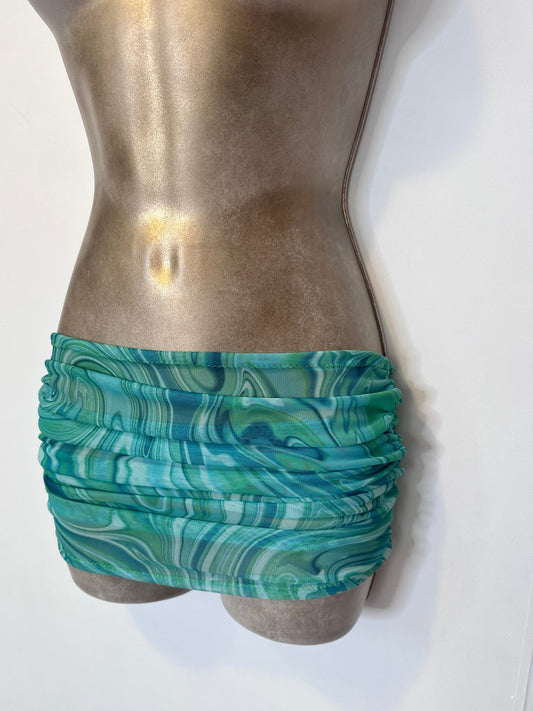 PRINT MESH Ruby Ruched Mini Skirt 🧵 MADE TO ORDER 🪡