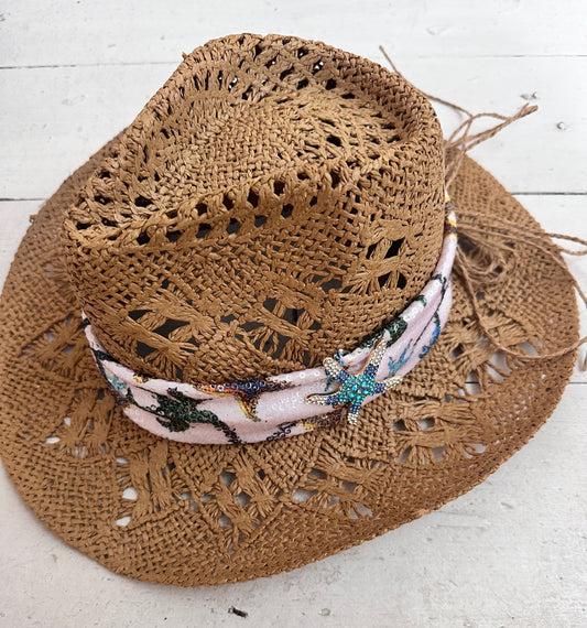 SEQUIN PREMIUM Hat Band with Starfish 🧵 MADE TO ORDER 🪡