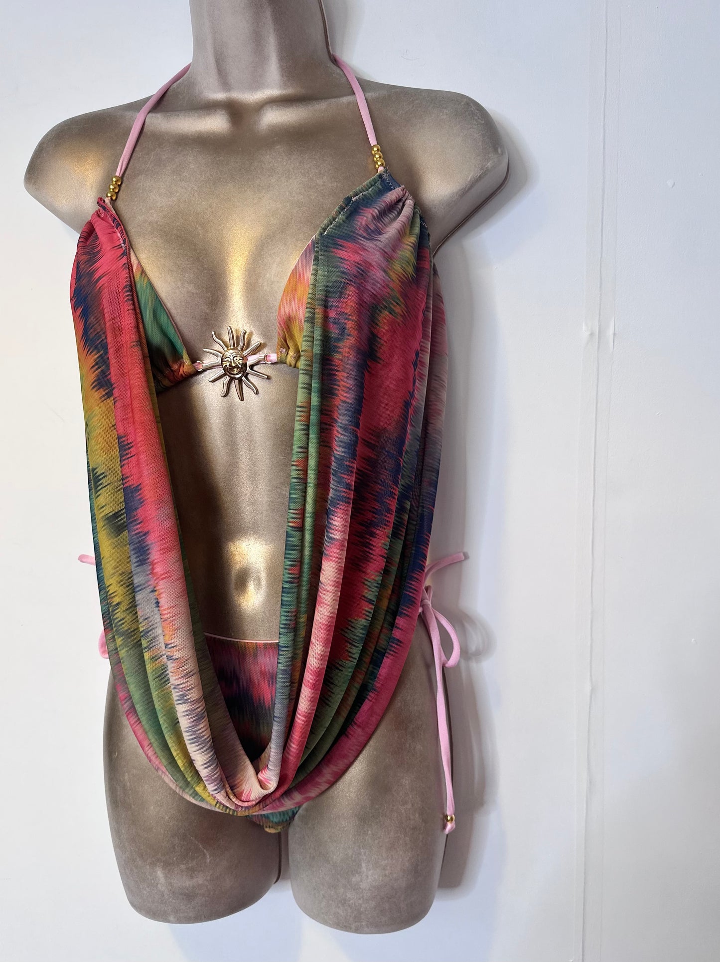 PRINT MESH Lulu Triangle bikini with Drape 🧵 MADE TO ORDER 🪡