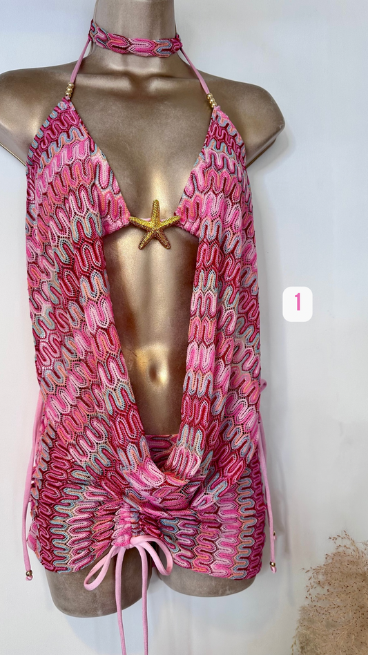 Lulu triangle bikini with drape / Choker / Ella skirt 🧵 MADE TO ORDER 🪡