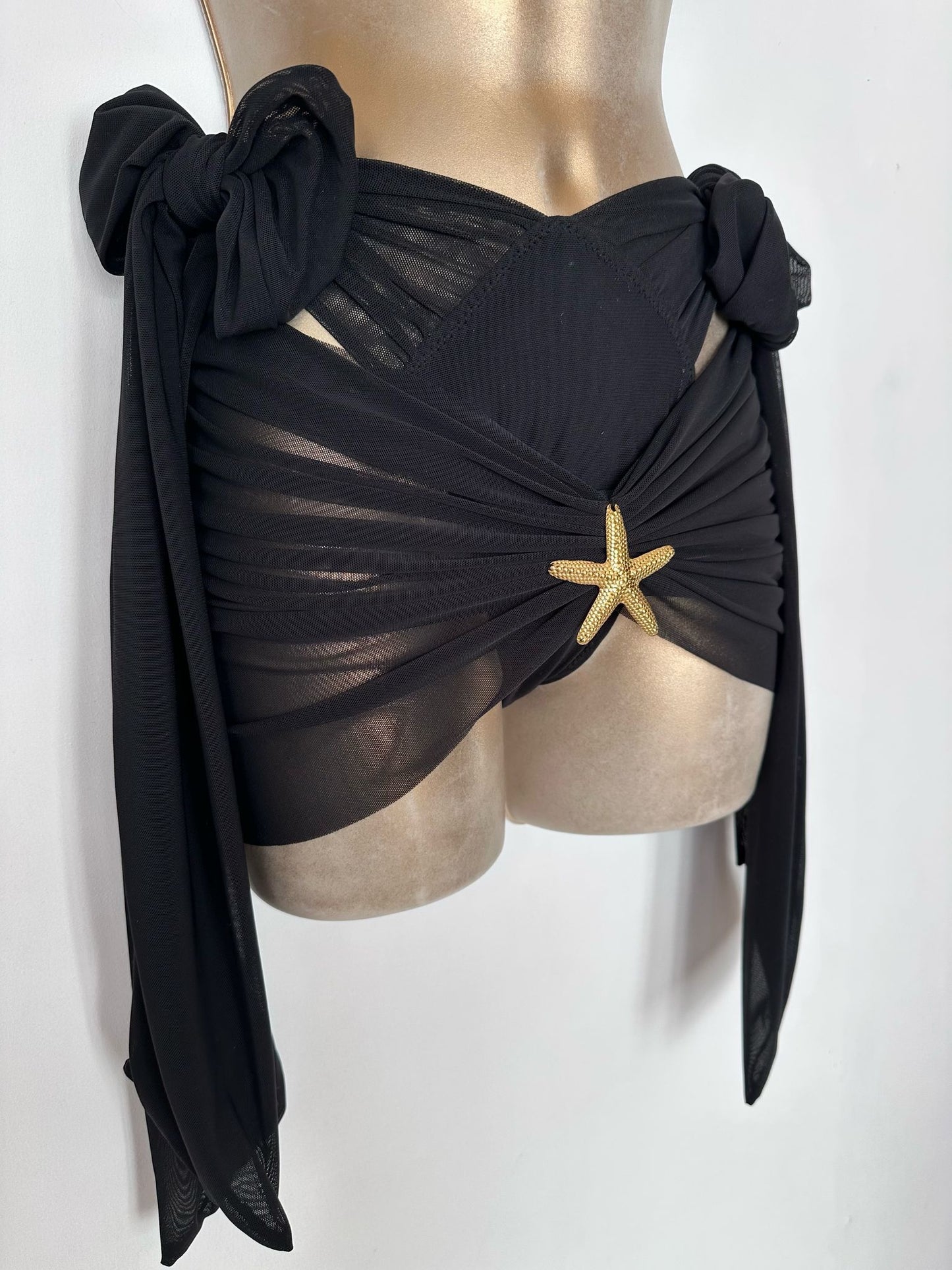 MESH BLACK Bonita Bikini with Beau bottoms / Serena Skirt