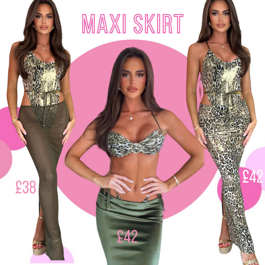 Velvet OLIVE or GREY maxi skirt 💚