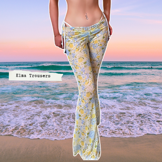 PRINT MESH Flare rouched Bella trousers 🧵 MADE TO ORDER 🪡