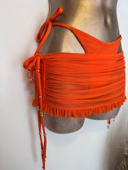 PLAIN MESH Drawstring Mini Skirt with Ruffle 🧵 MADE TO ORDER 🪡