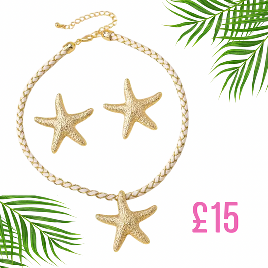 Jewellery white Rope starfish necklace & earrings ⭐️