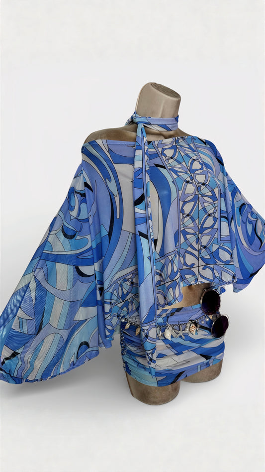 SWIRL MESH FULL SET - Lucia top /  Ruby skirt / Headwrap/Choker 🧵 MADE TO ORDER 🪡