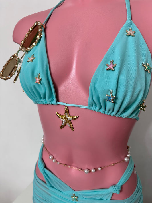PLAIN MESH Starfish Charm Triangle Bikini 🧵 MADE TO ORDER 🪡