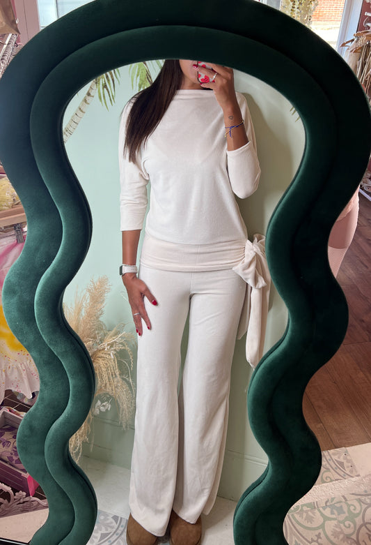 Cream Velour Bailey Bow Top & Flares 🎀