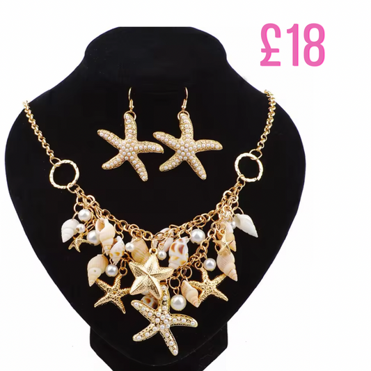 Jewellery Pearl, Starfish & Shells necklace & earrings 🐚 PREORDER