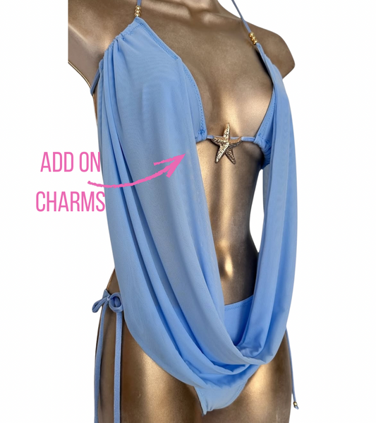 PLAIN MESH Lulu Triangle Bikini with Drape🧵 MADE TO ORDER 🪡