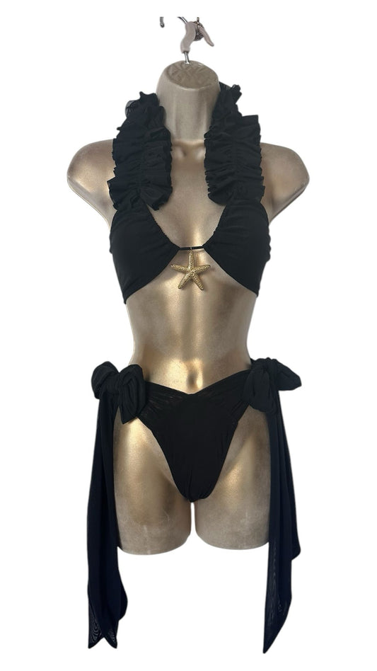 MESH BLACK Bonita Bikini with Beau bottoms / Serena Skirt