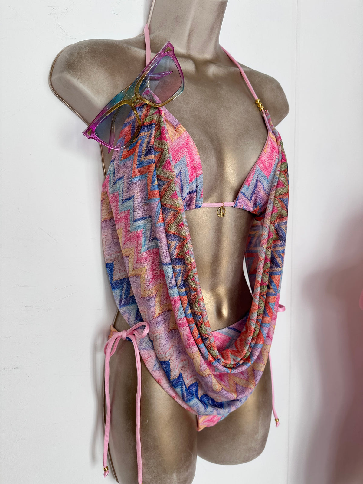 PRINT MESH Lulu Triangle bikini with Drape 🧵 MADE TO ORDER 🪡