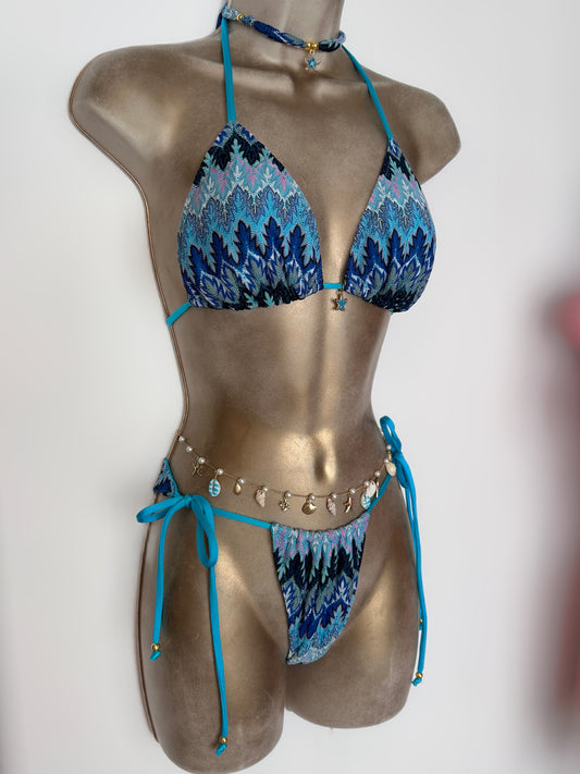 Zigzag Triangle Bikini | Riviera Drawstring Bottoms - Cheeky or Thong🧵 MADE TO ORDER 🪡