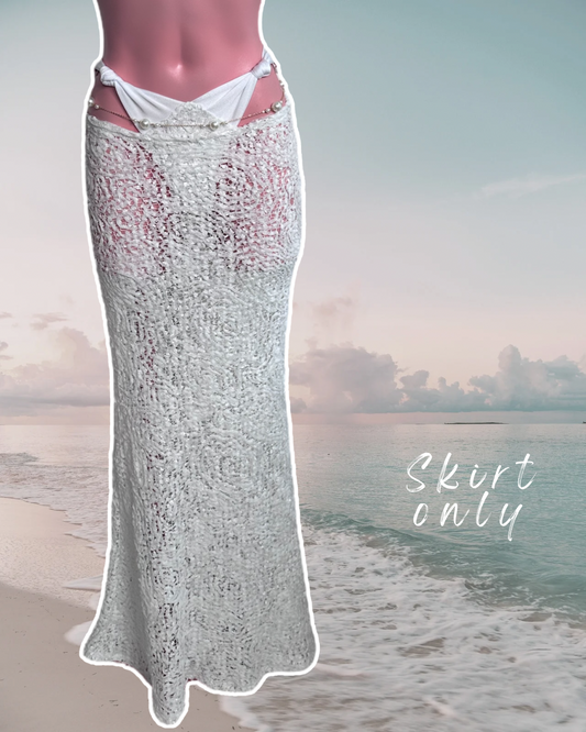 PEARLESCENT COLLECTION 3D White lace Fish Tail Maxi Skirt 🧵 MADE TO ORDER 🪡