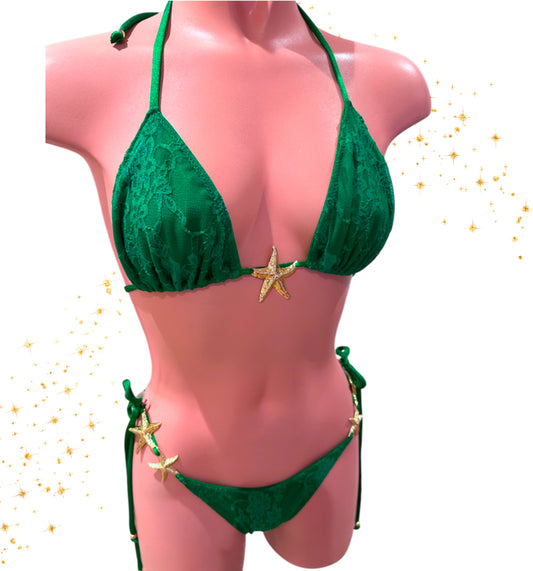 LACE Triangle cup string Bikini with Metal detail 🧵 MADE TO ORDER 🪡